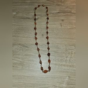 Natural Carnelian Wire-Wrapped Tumbled Bead Necklace